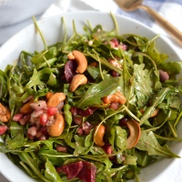 pickled beet and arugula salad with goat cheese and balsamic vinaigrette